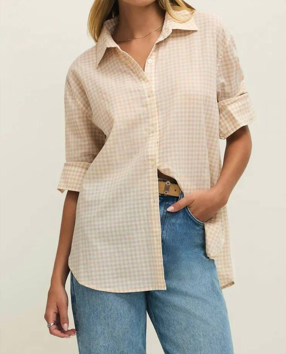 NEW Z SUPPLY seaport button up top in gingham